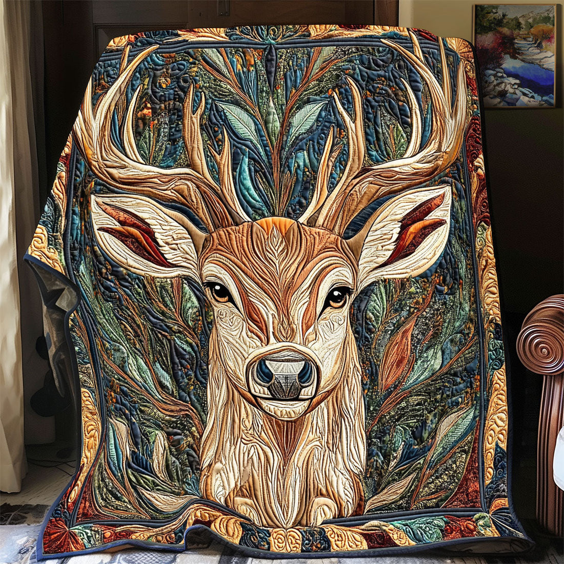 Majestic Deer Cabin Charm Quilt Blanket