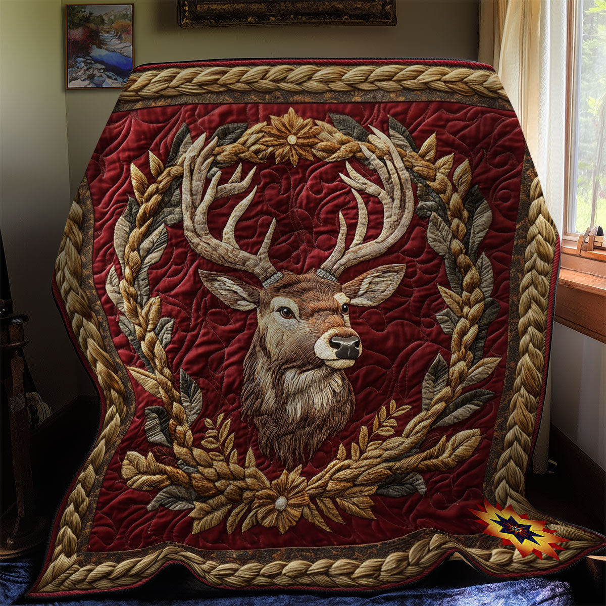 Royal Reindeer Woodland Retreat Quilt Blanket
