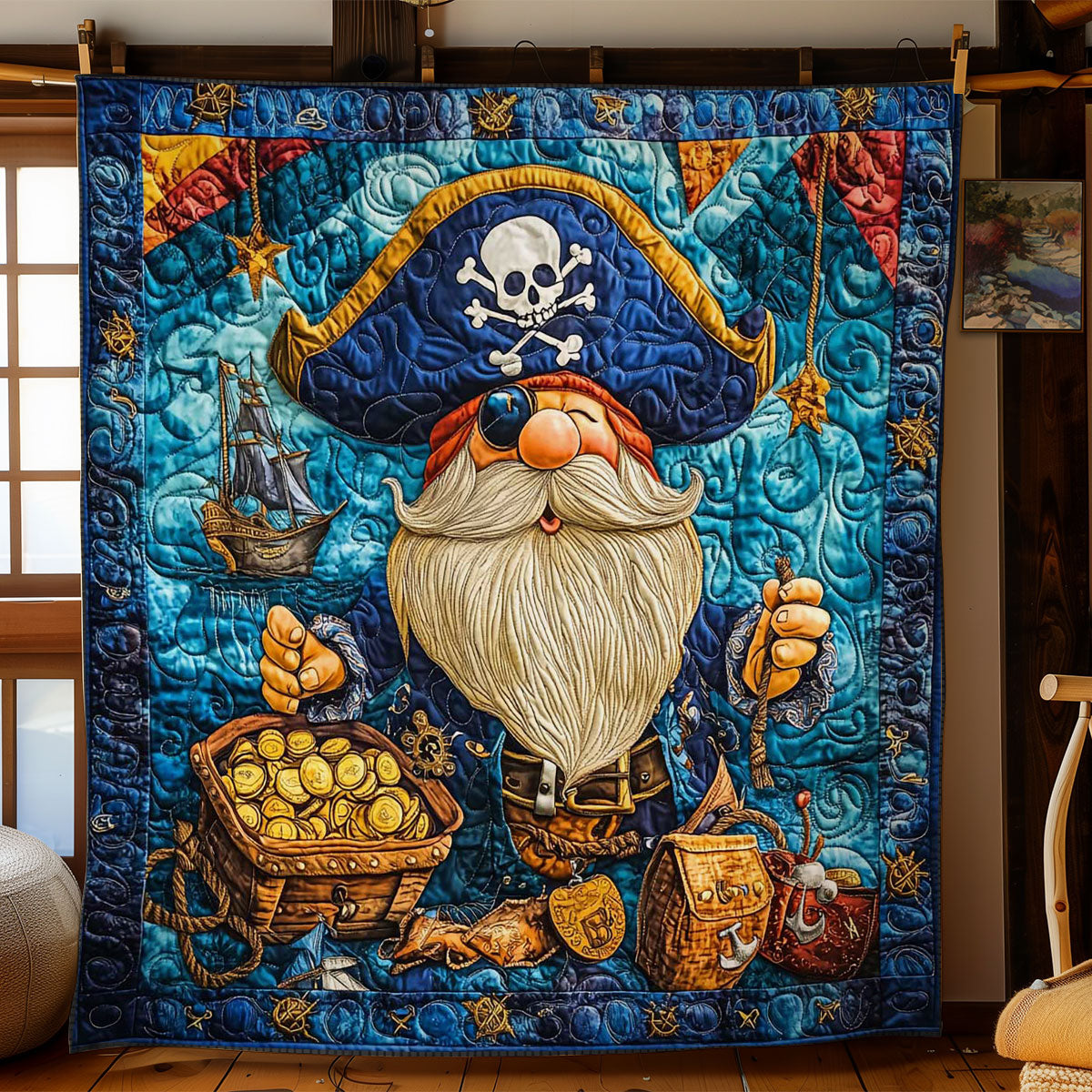 Treasure Hunter Gnome Quilt Blanket
