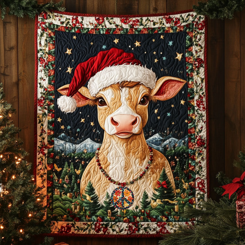 Calf Christmas Quilt Blanket