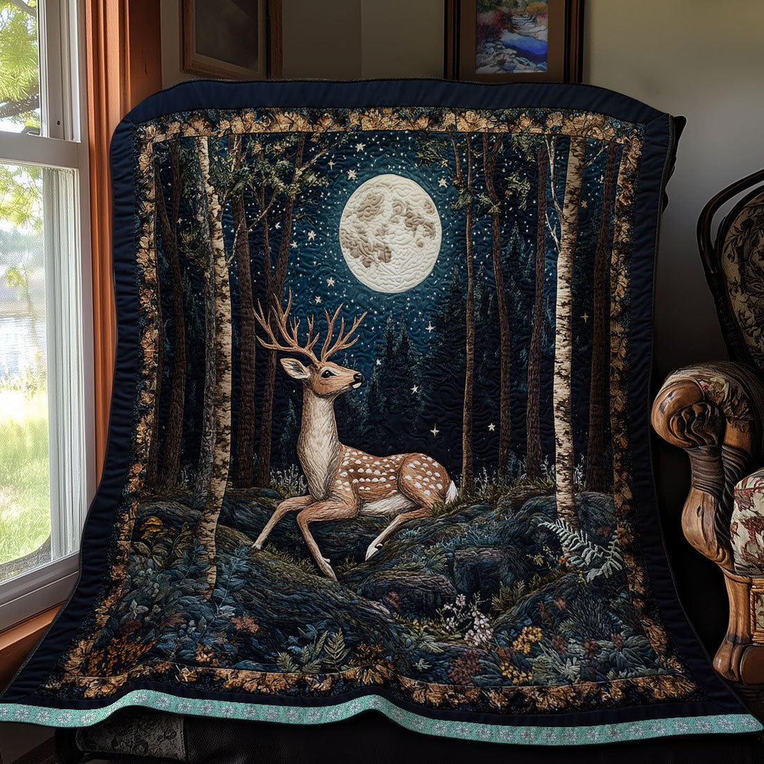 Deer Woodland Retreat Quilt Blanket