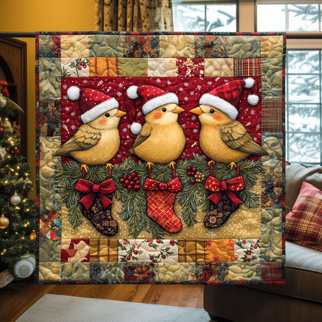 Christmas Bird Yuletide Charm Quilt Blanket