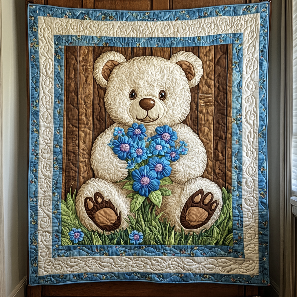 Floral Bear Quilt Blanket