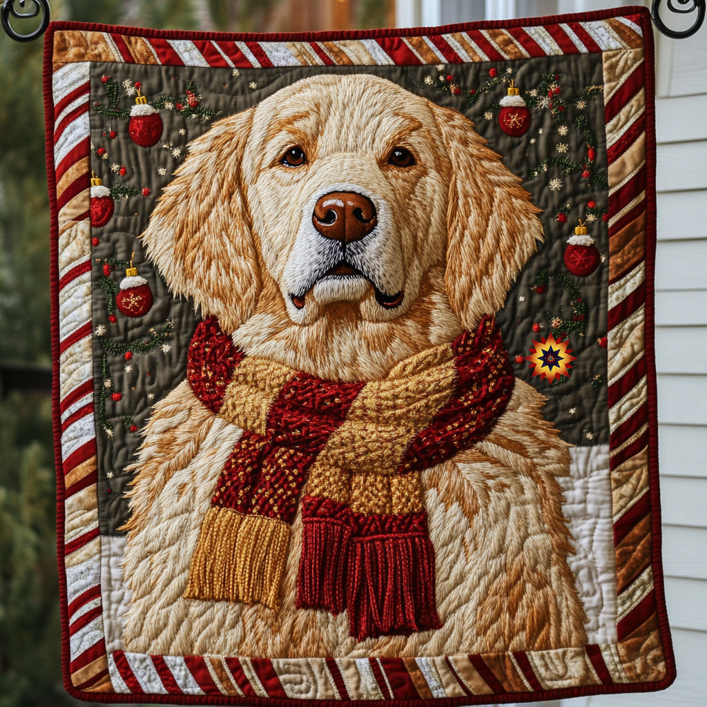 Christmas Golden Retriever Winter Wonderland Quilt Blanket