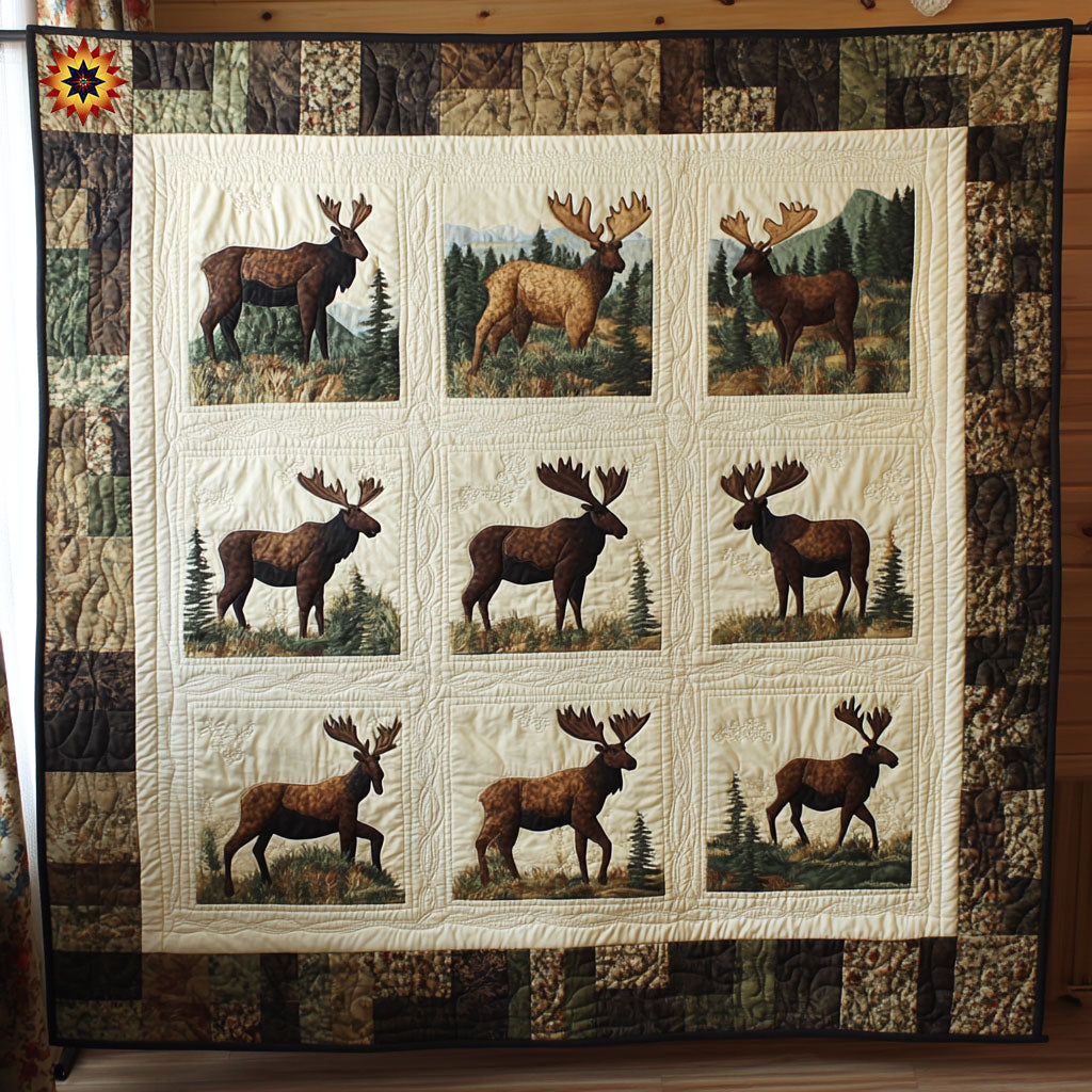 Moose Woodland Retreat Quilt Blanket