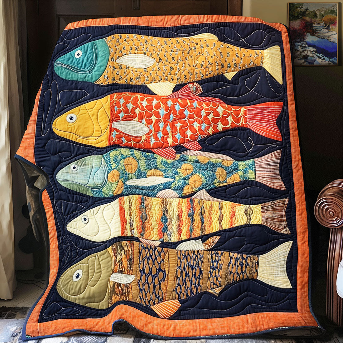 Vibrant Fish Woodland Comfort Quilt Blanket