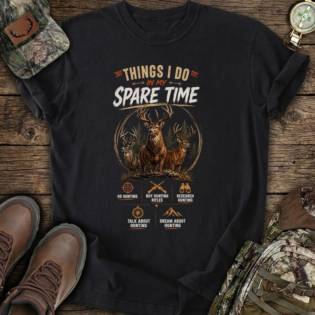 Hunting Spare Time Funny T-Shirt