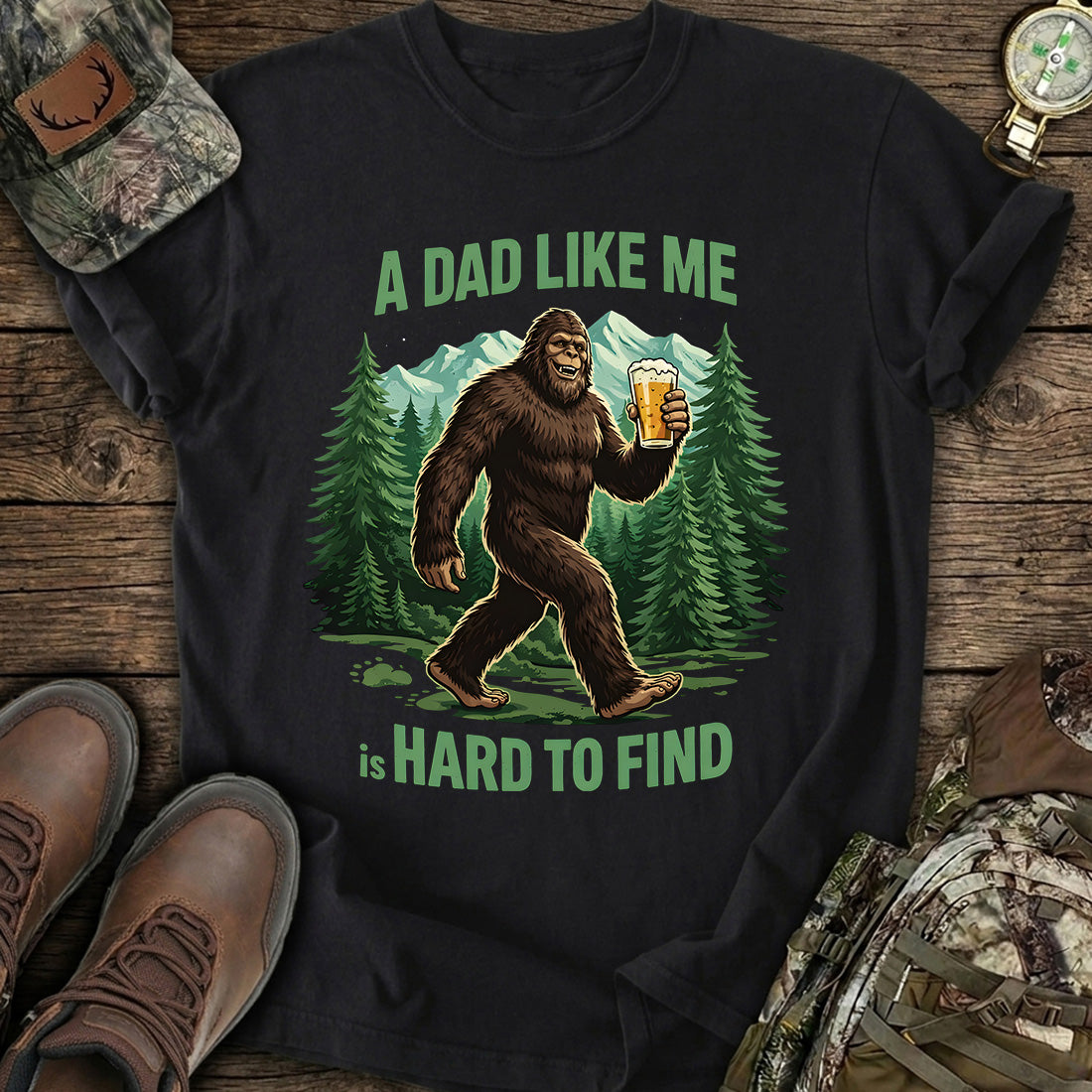 Funny Bigfoot Beer Dad T-Shirt