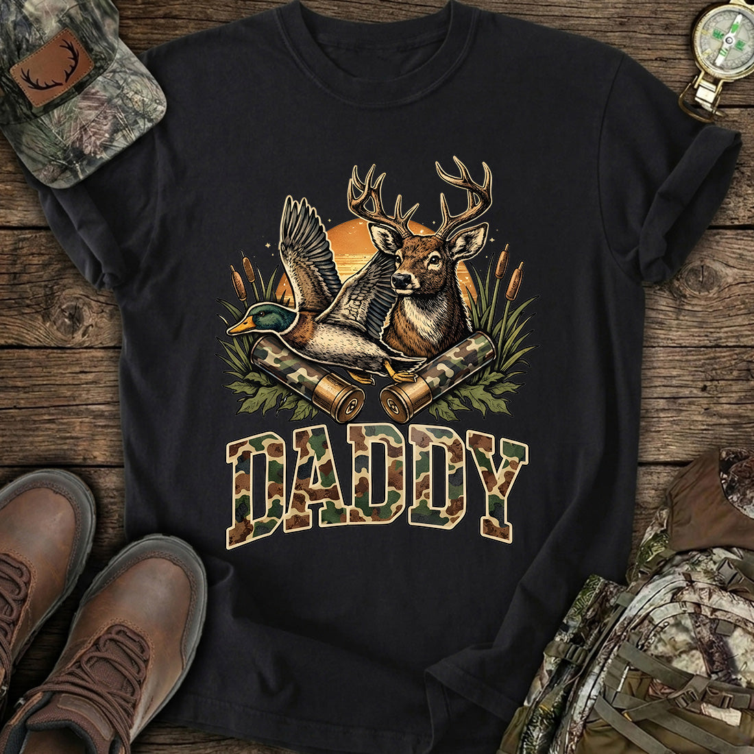 Hunting Daddy Deer Duck T-Shirt
