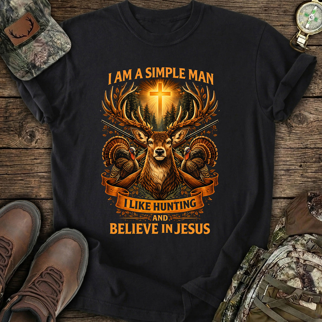 Hunting Jesus Simple Man T-Shirt
