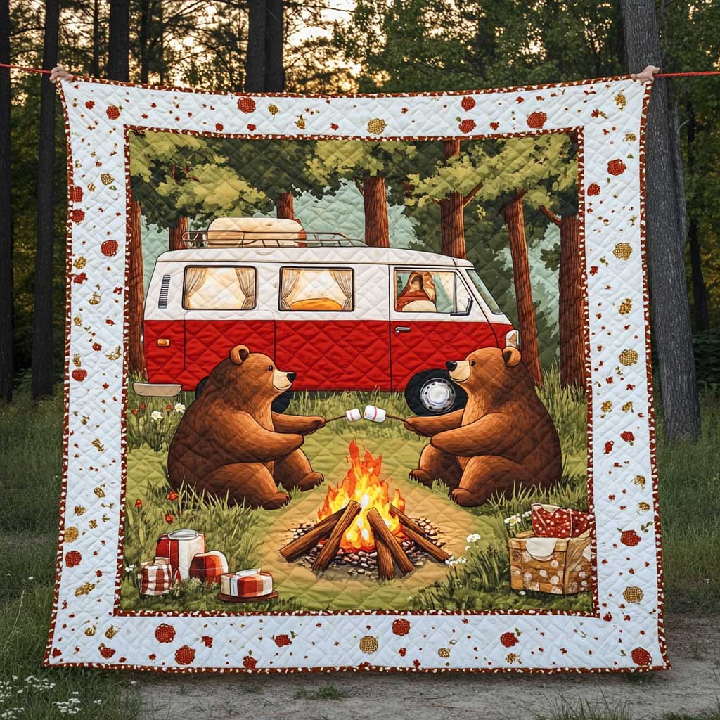 Camping Bear Cozy Retreat Quilt Blanket