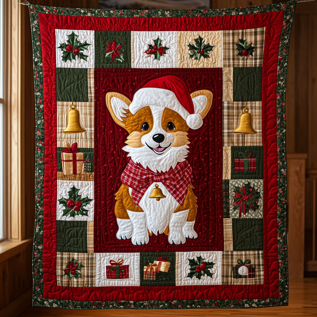 Christmas Corgi Quilt Blanket