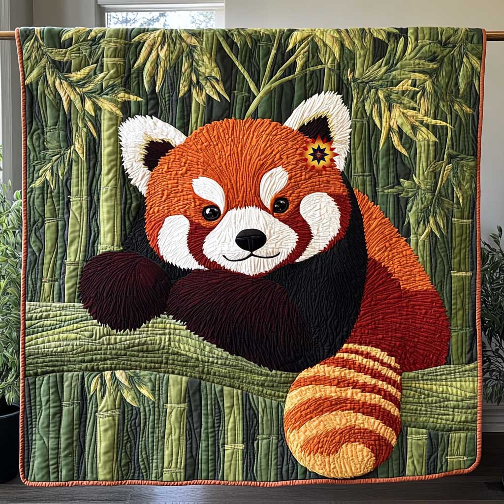 Bamboo Forest Red Panda Quilt Blanket