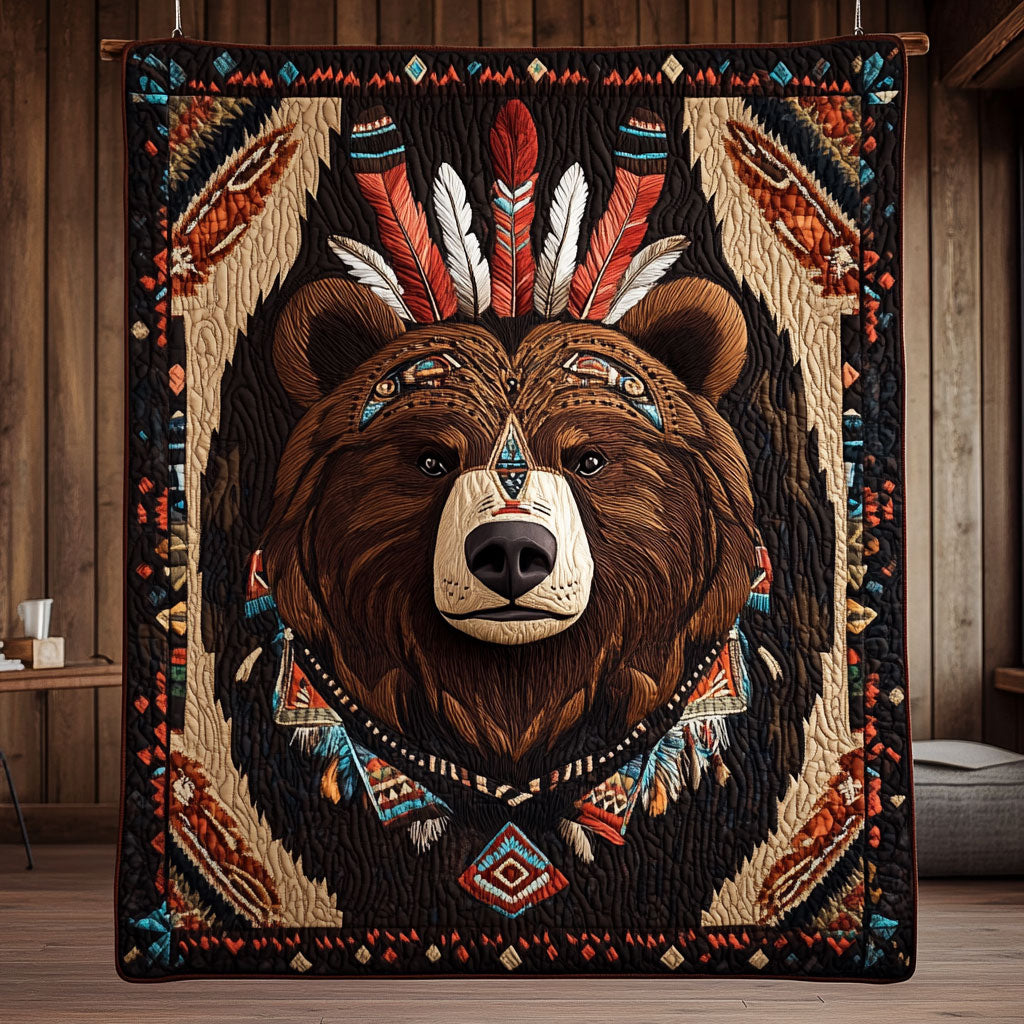 Bear Native American Woodland Comfort Quilt Blanket