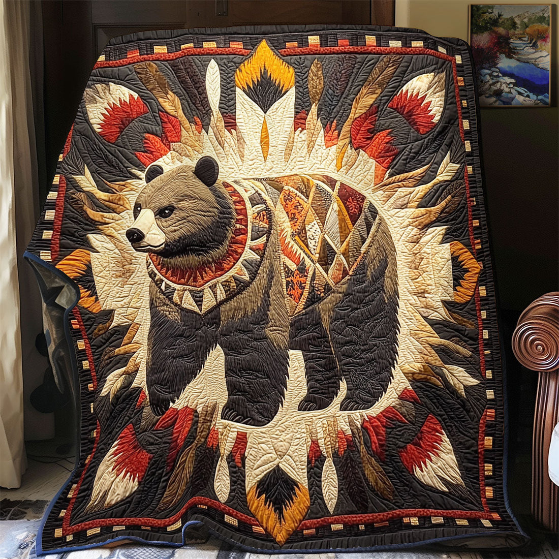 Bear Native American Tranquil Moments Quilt Blanket