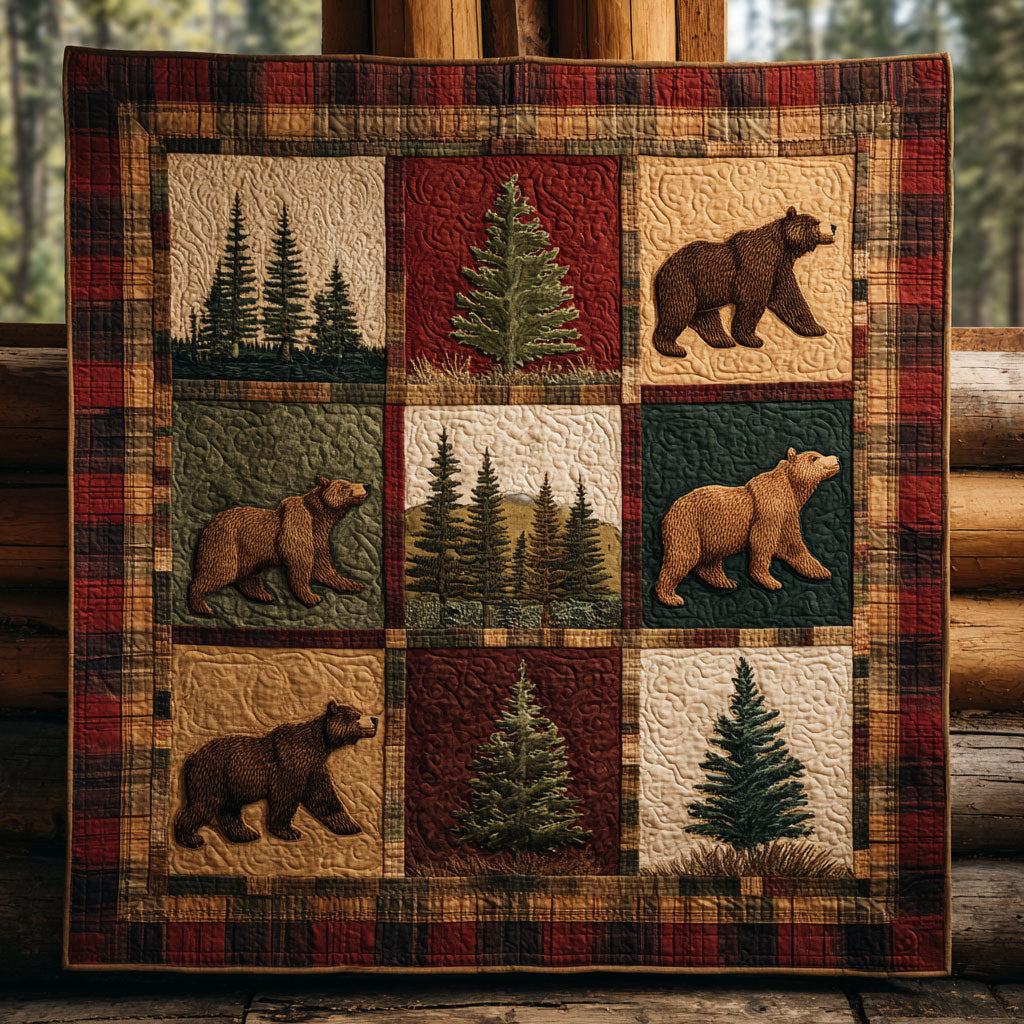 Bear in the Woods Quilt Blanket