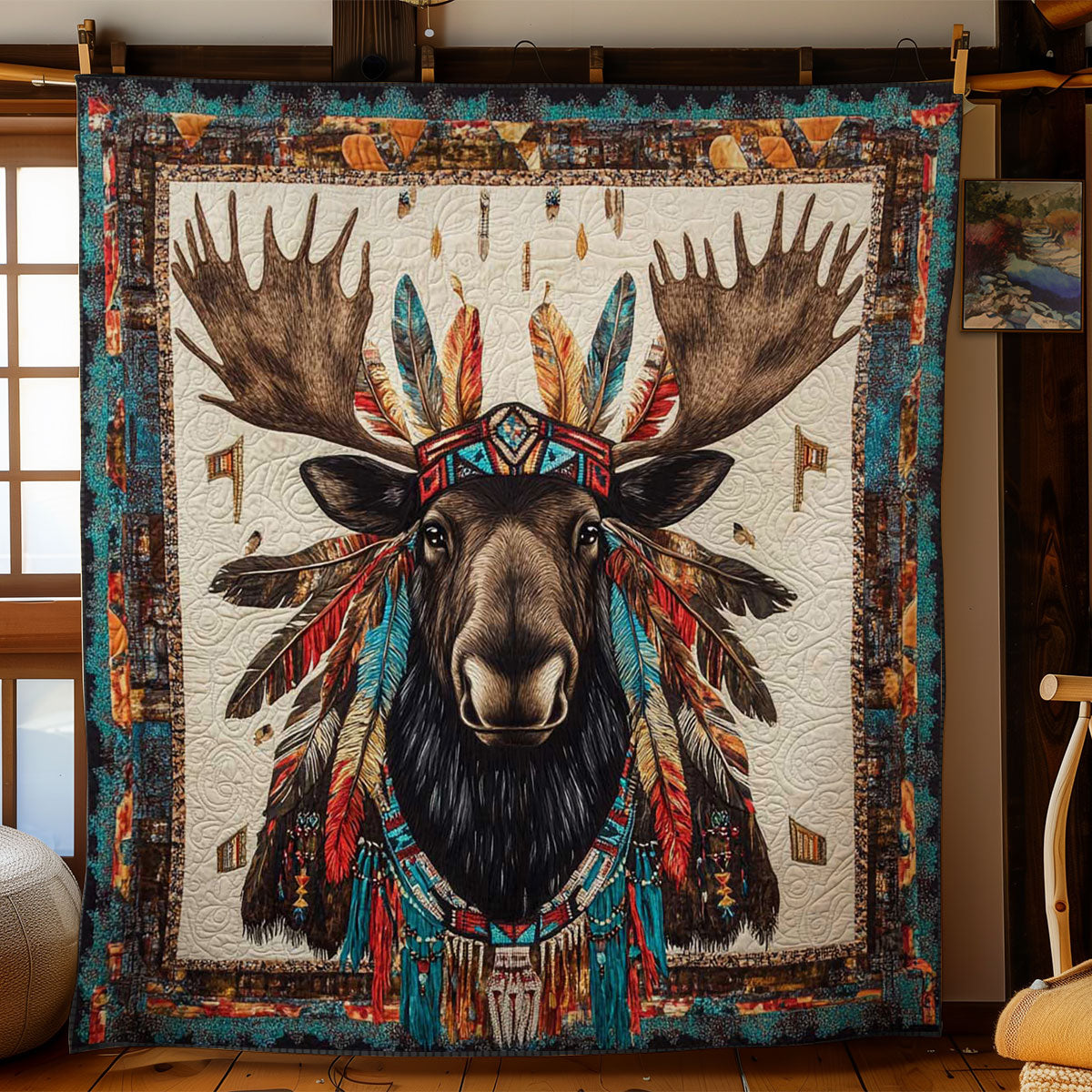 Warrior Moose Quilt Blanket