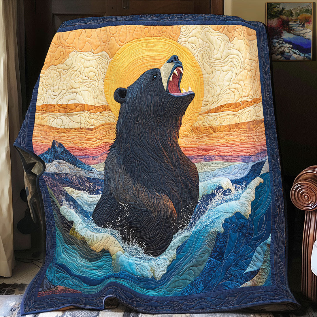 Brown Bear Rustic Charm Quilt Blanket
