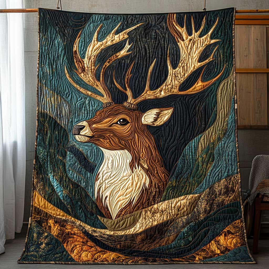 Forest Guardian Stag Quilt Blanket