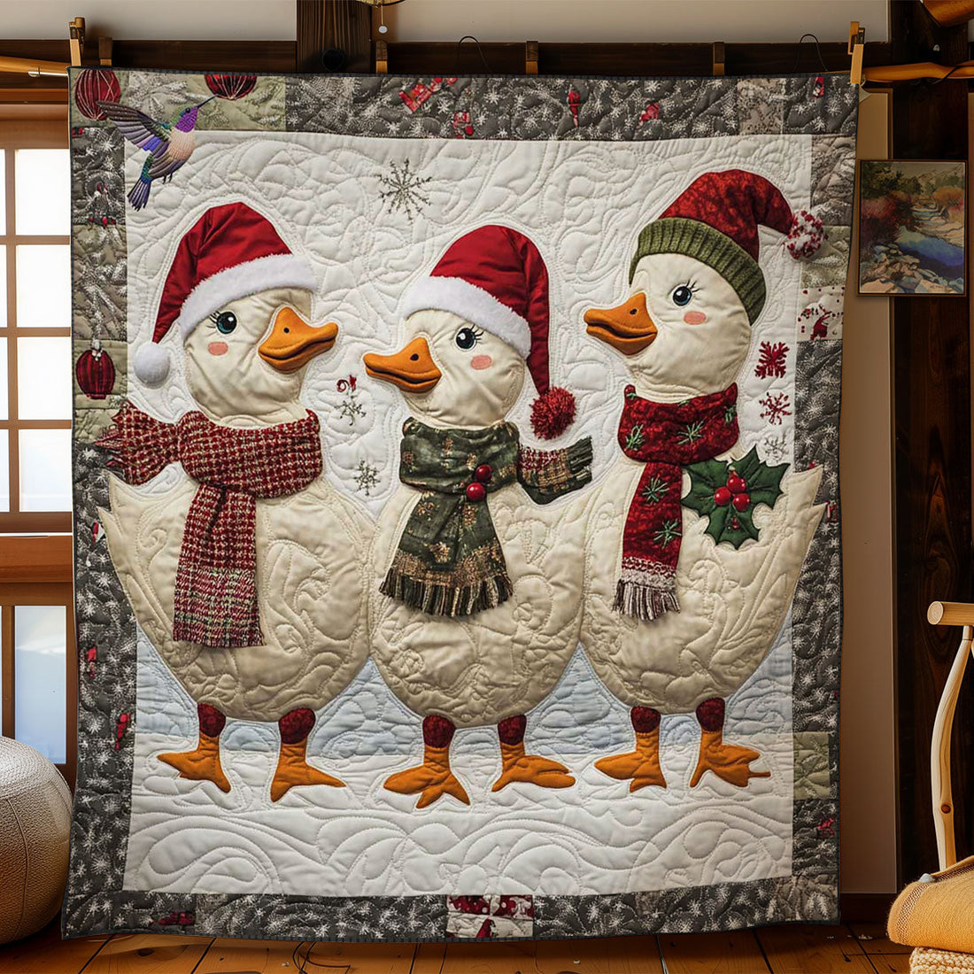 Cozy Festive Ducks Quilt Blanket