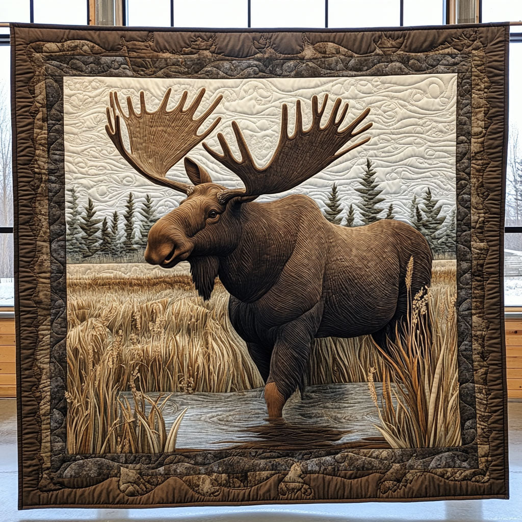 Marsh Moose Quilt Blanket