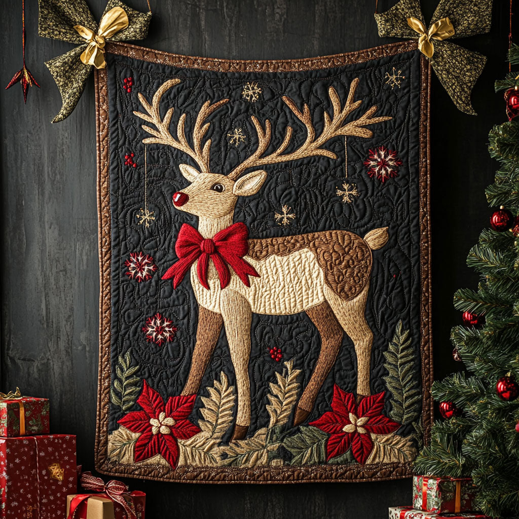 Reindeer Christmas Quilt Blanket