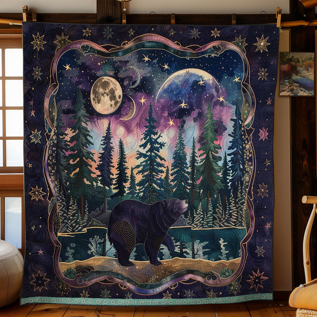 Majestic Bear Woodland Comfort Quilt Blanket