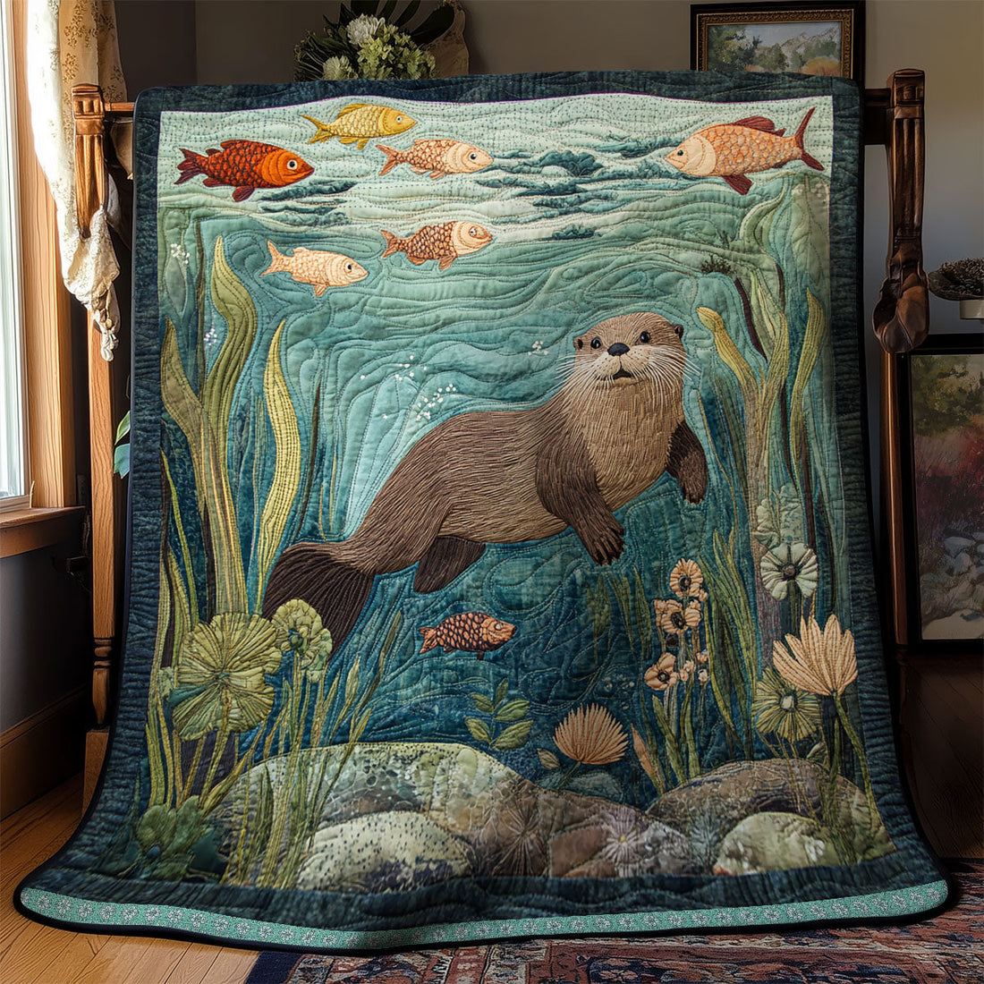 Otter Fish Quilt Blanket