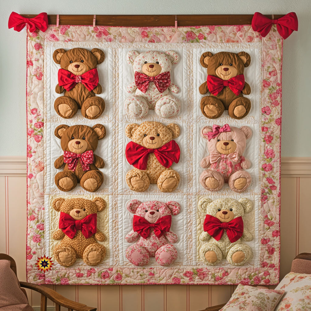 Lovely Teddy Bear Quiet Moments Quilt Blanket