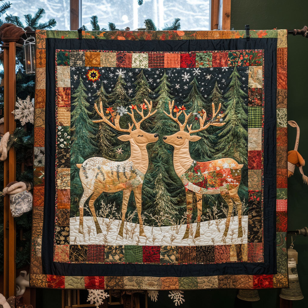 In Love Deer Woodland Retreat Quilt Blanket