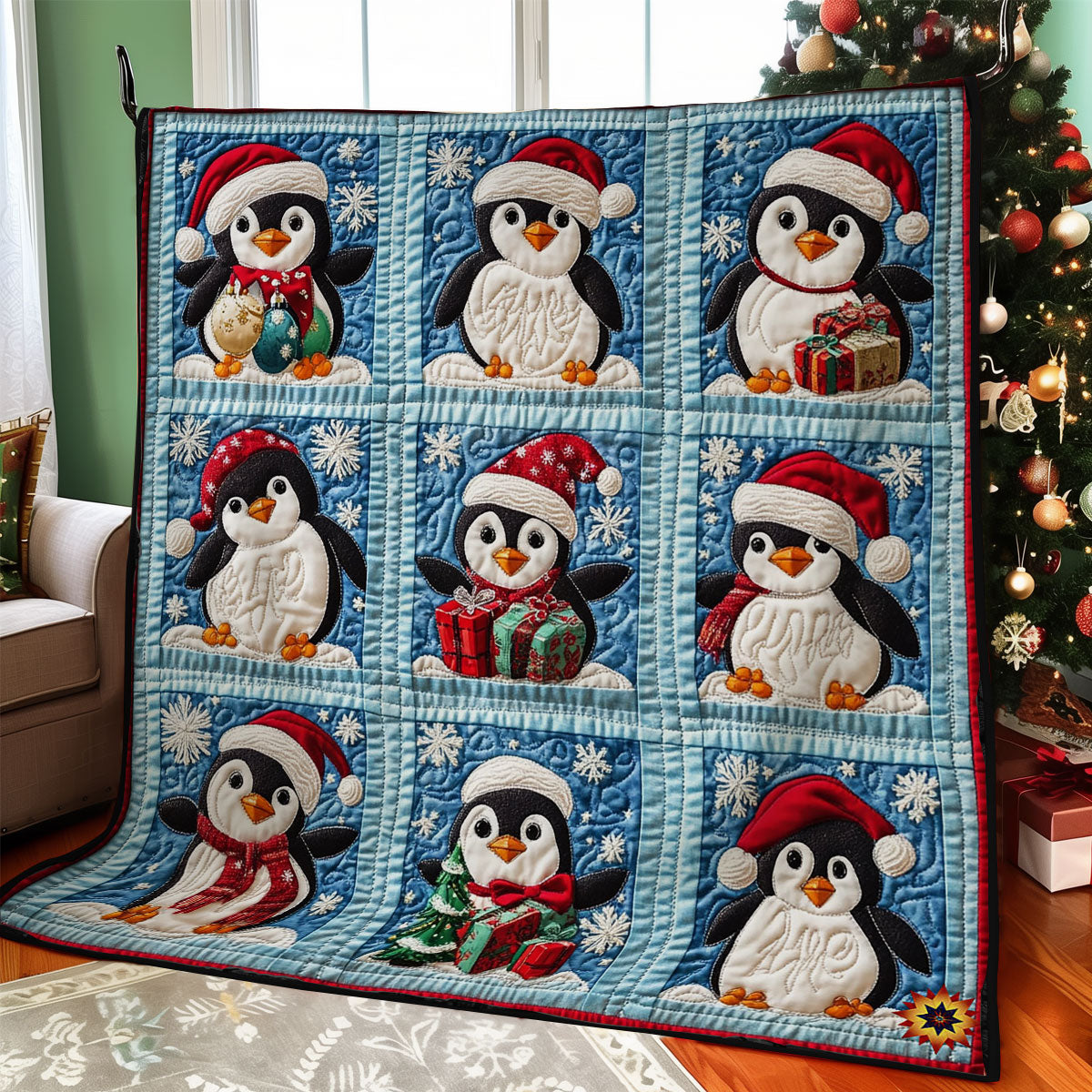 Christmas Of Penguin Holiday Cheer Quilt Blanket