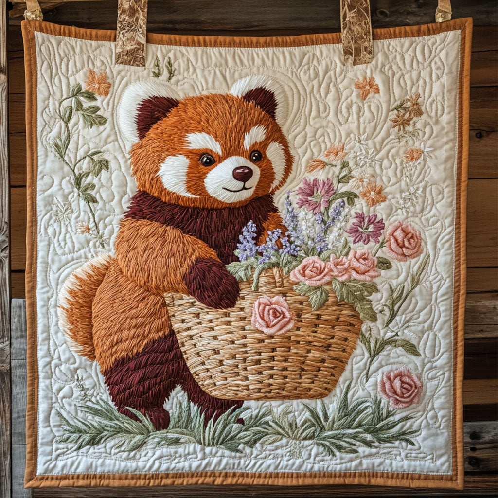 Flower Red Panda Cozy Retreat Quilt Blanket
