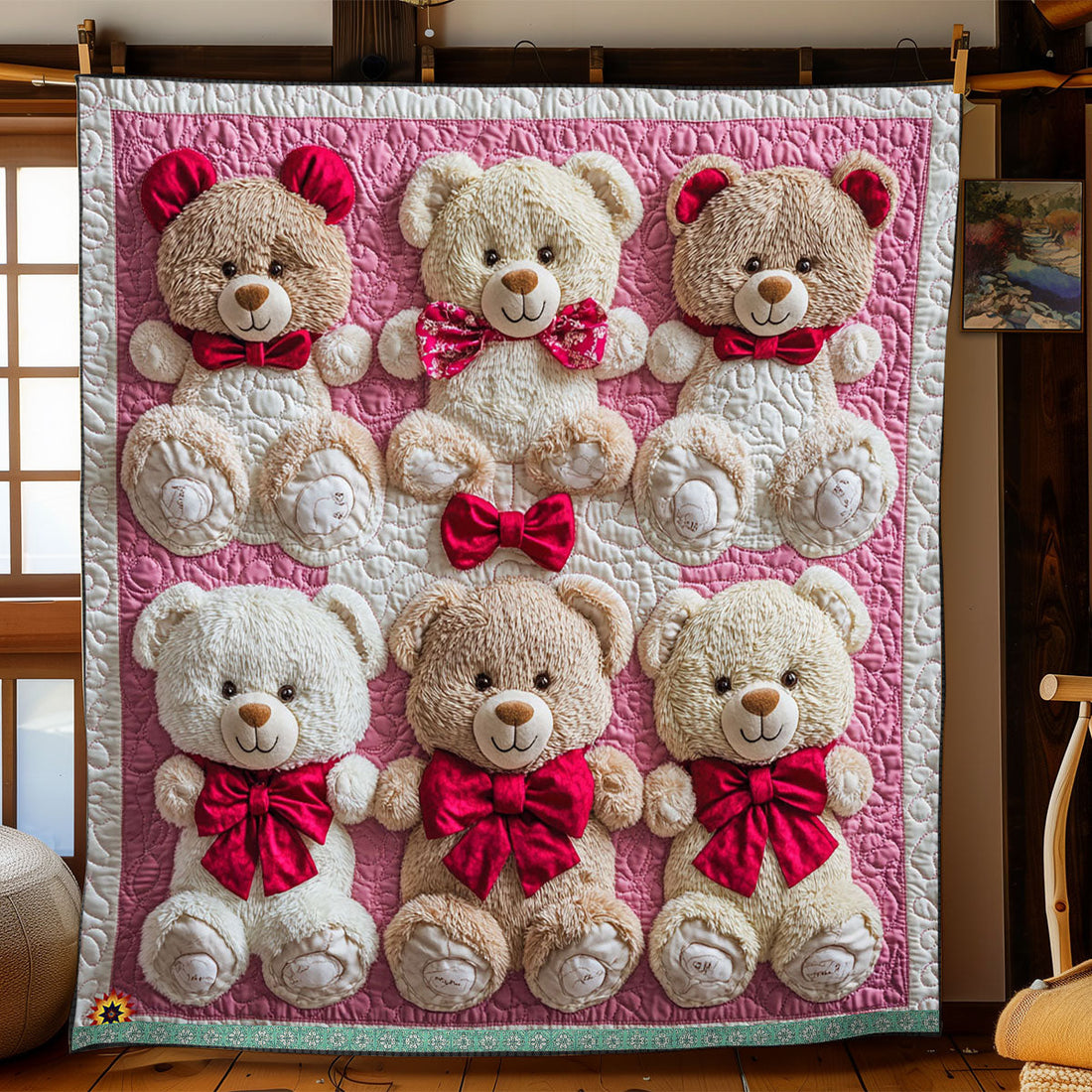 Lovely Teddy Bear Cozy Retreat Quilt Blanket
