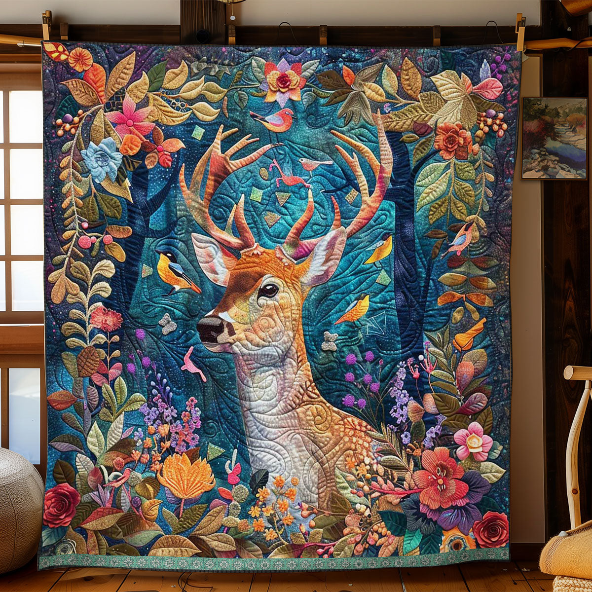 Dreamy Deer Woodland Retreat Quilt Blanket