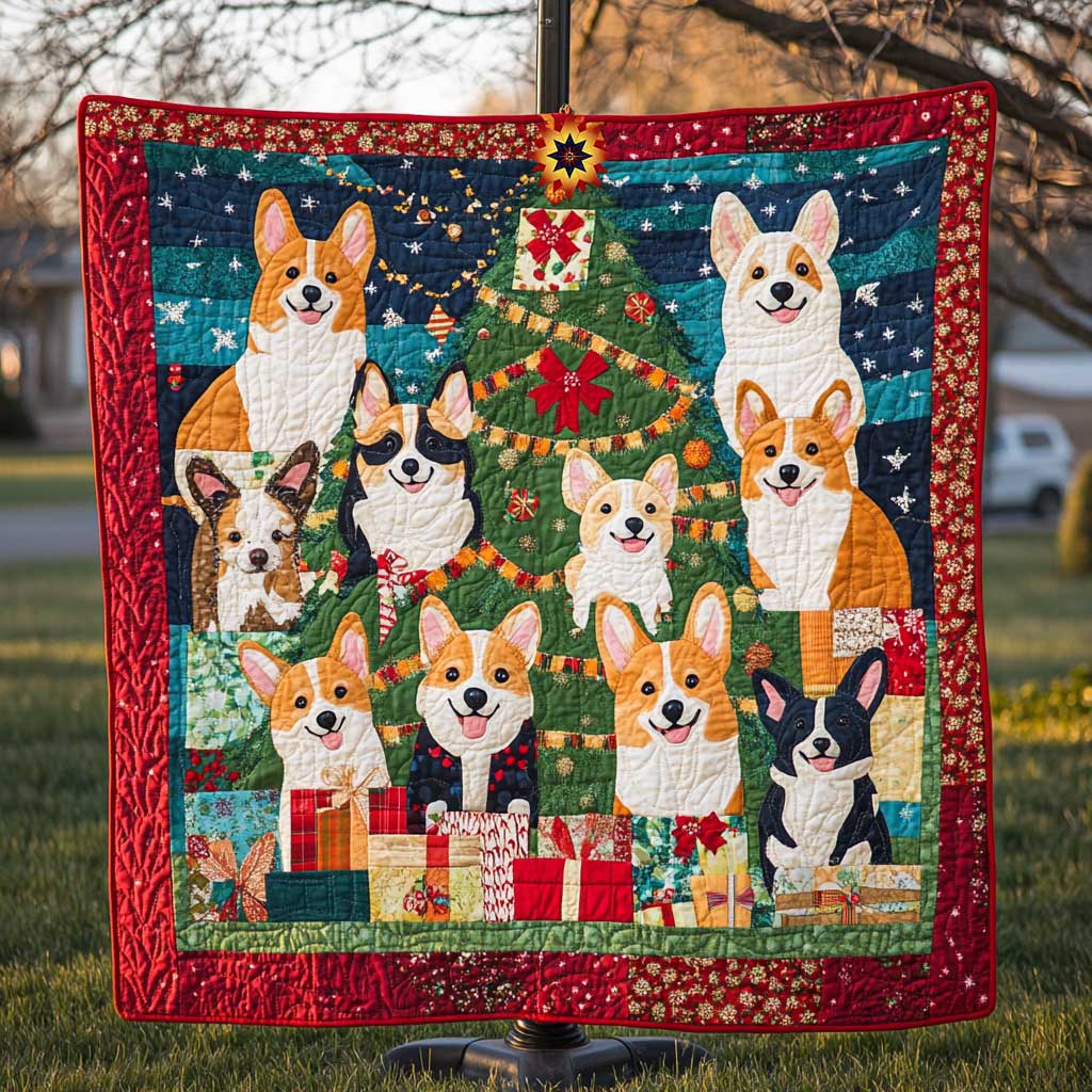 Christmas Gift Adorable Corgi Quilt Blanket