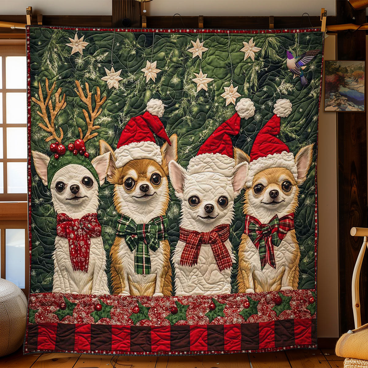 Chihuahua Christmas Joy Quilt Blanket