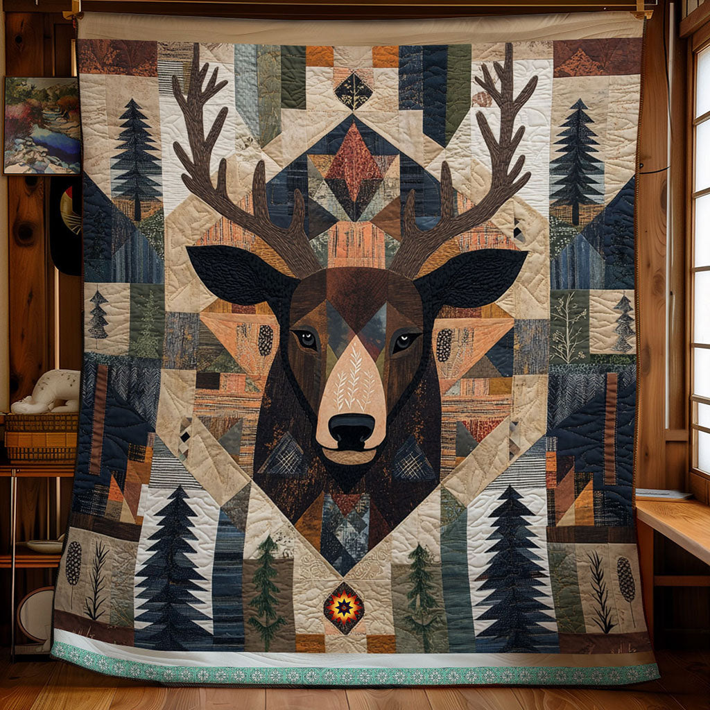 Native American Deer Woodland Retreat Quilt Blanket