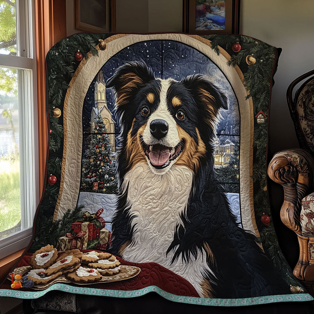 Border Collie Christmas Quilt Blanket