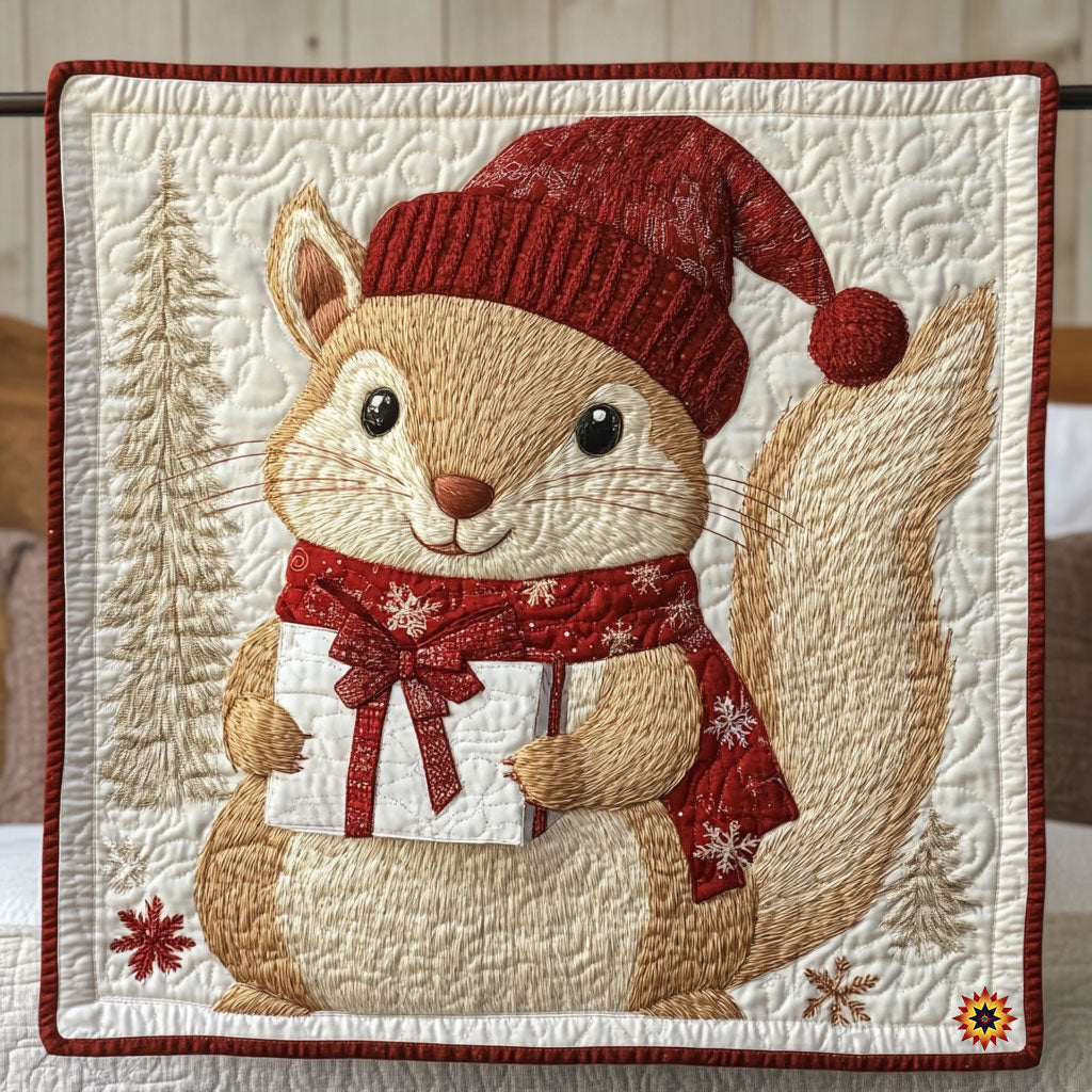Christmas Gift Squirrel Quilt Blanket