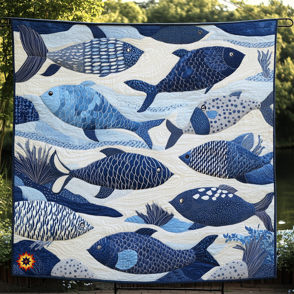 Fishing Time Peaceful Trails Quilt Blanket