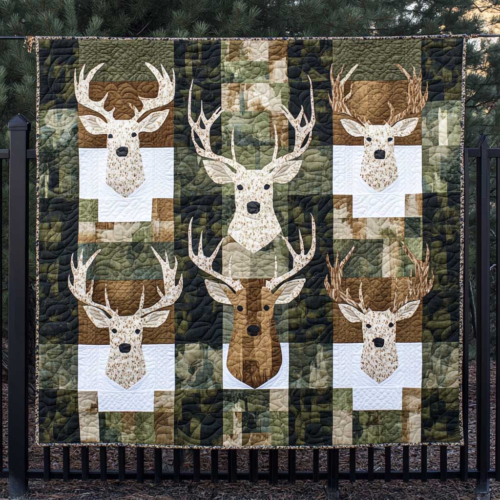 Hunting Deer Woodland Retreat Quilt Blanket