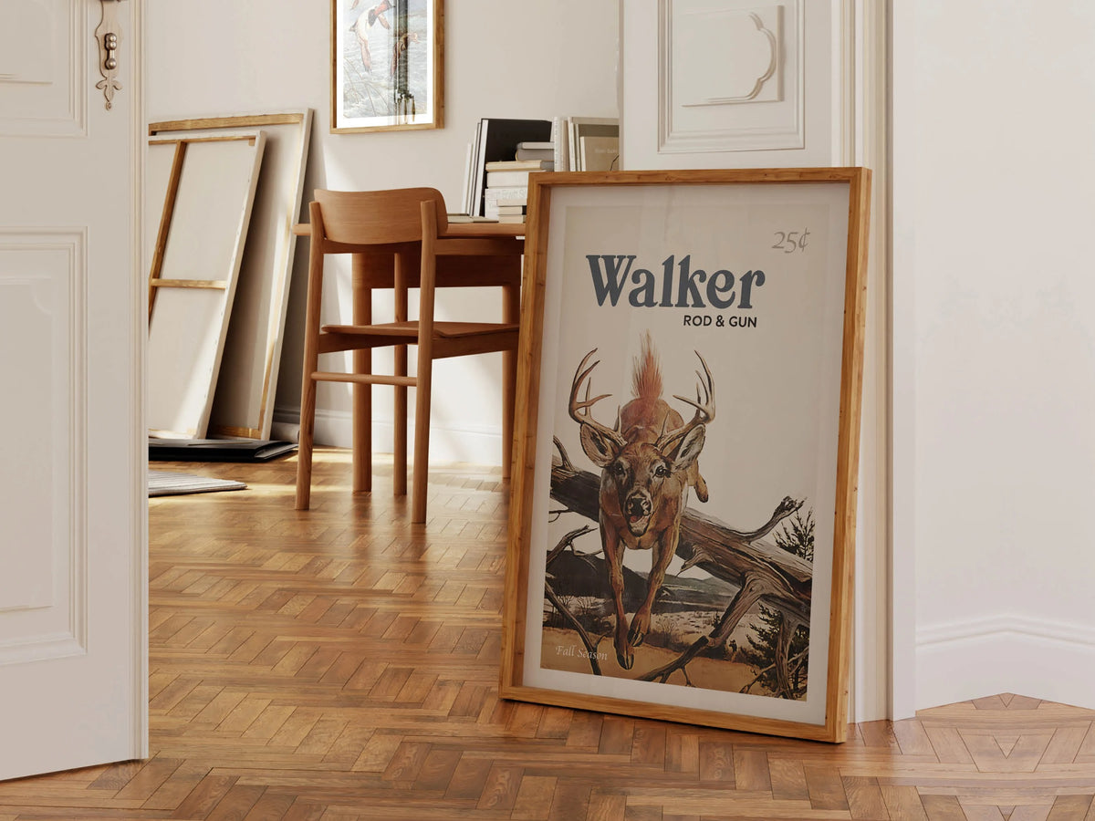 Deer Hunting Canvas Print - Walker Rod & Gun Unique Fall Hunting Scene Gift for Men & Dads