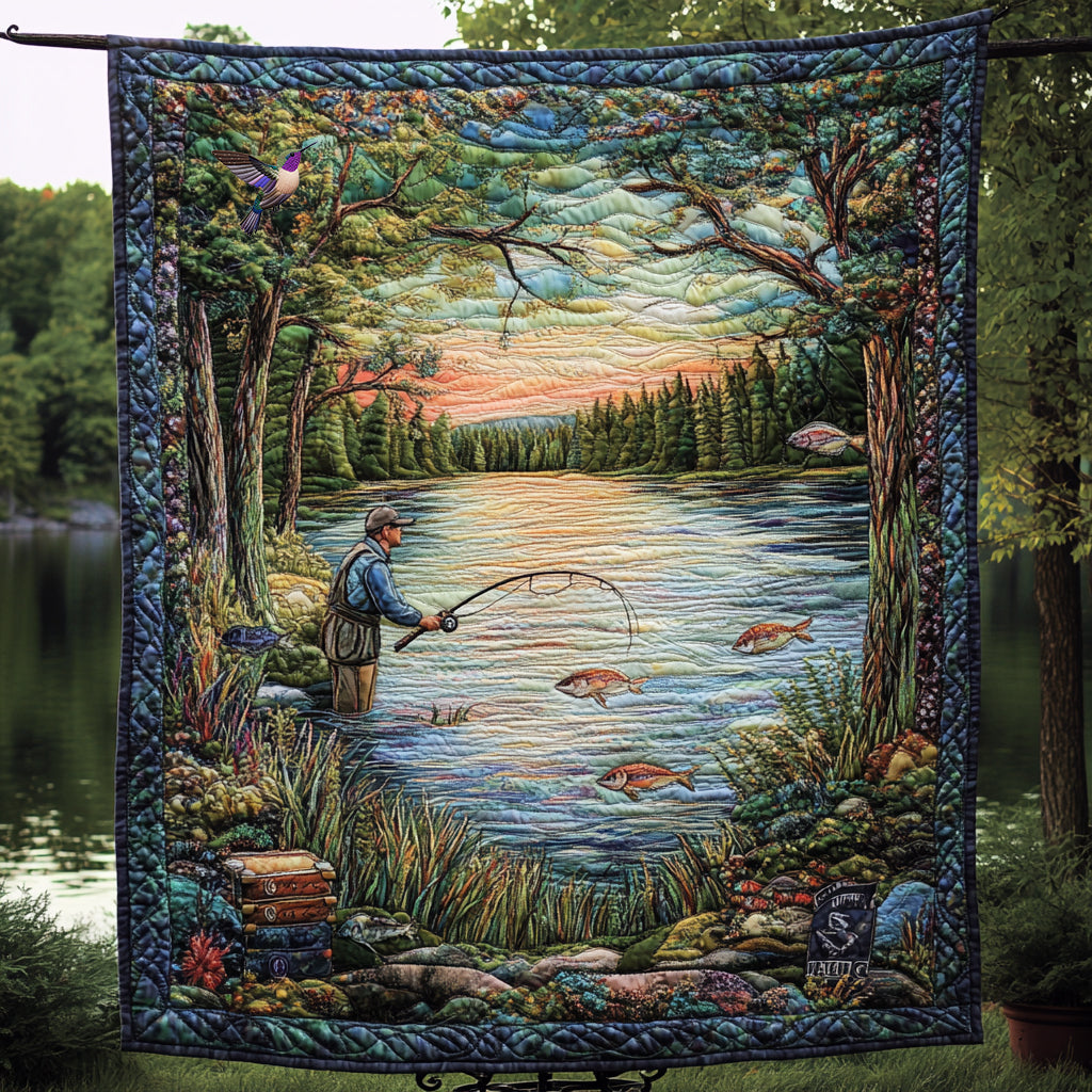 Let's Go Fishing Woodland Comfort Quilt Blanket