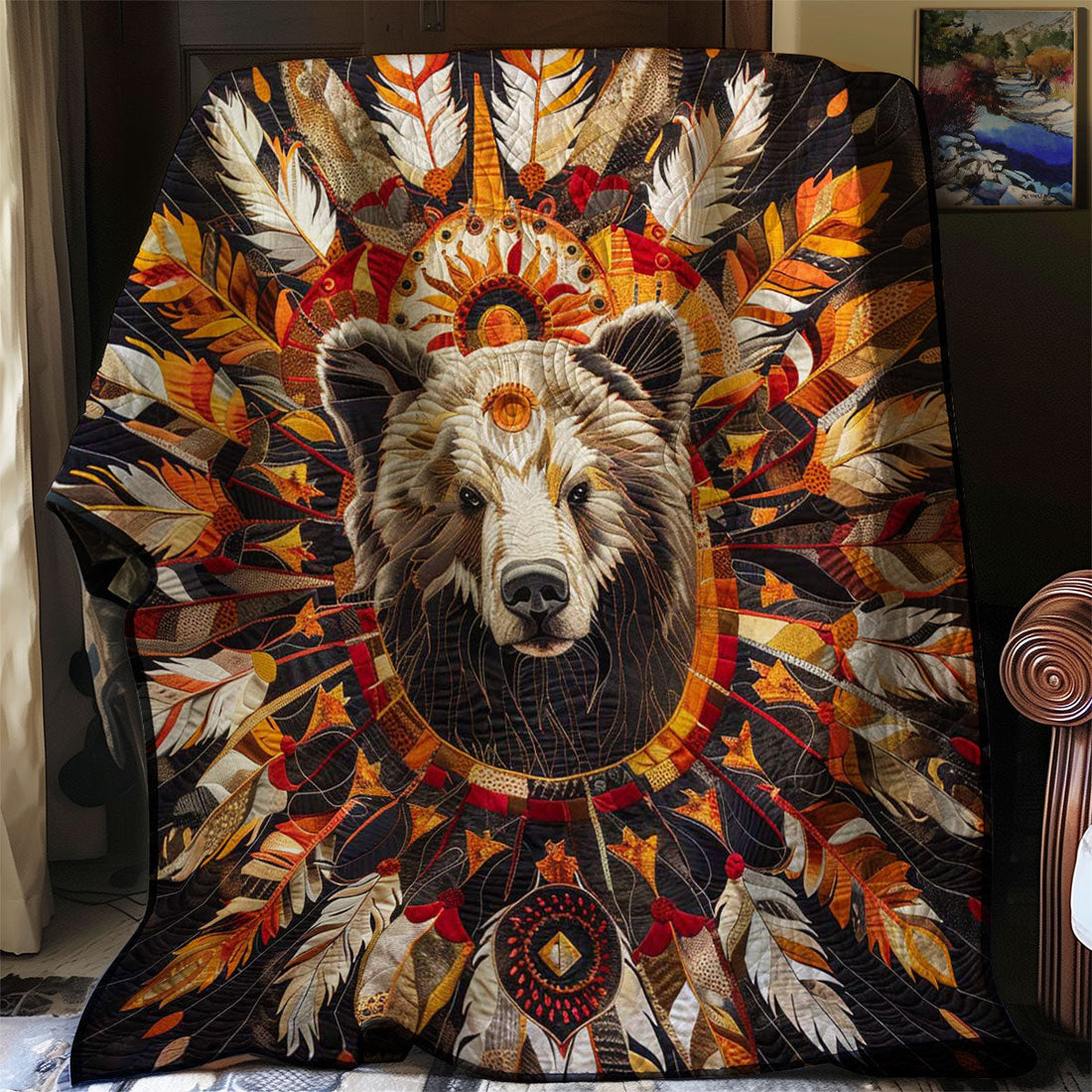 Bear Native American Quiet Moments Quilt Blanket