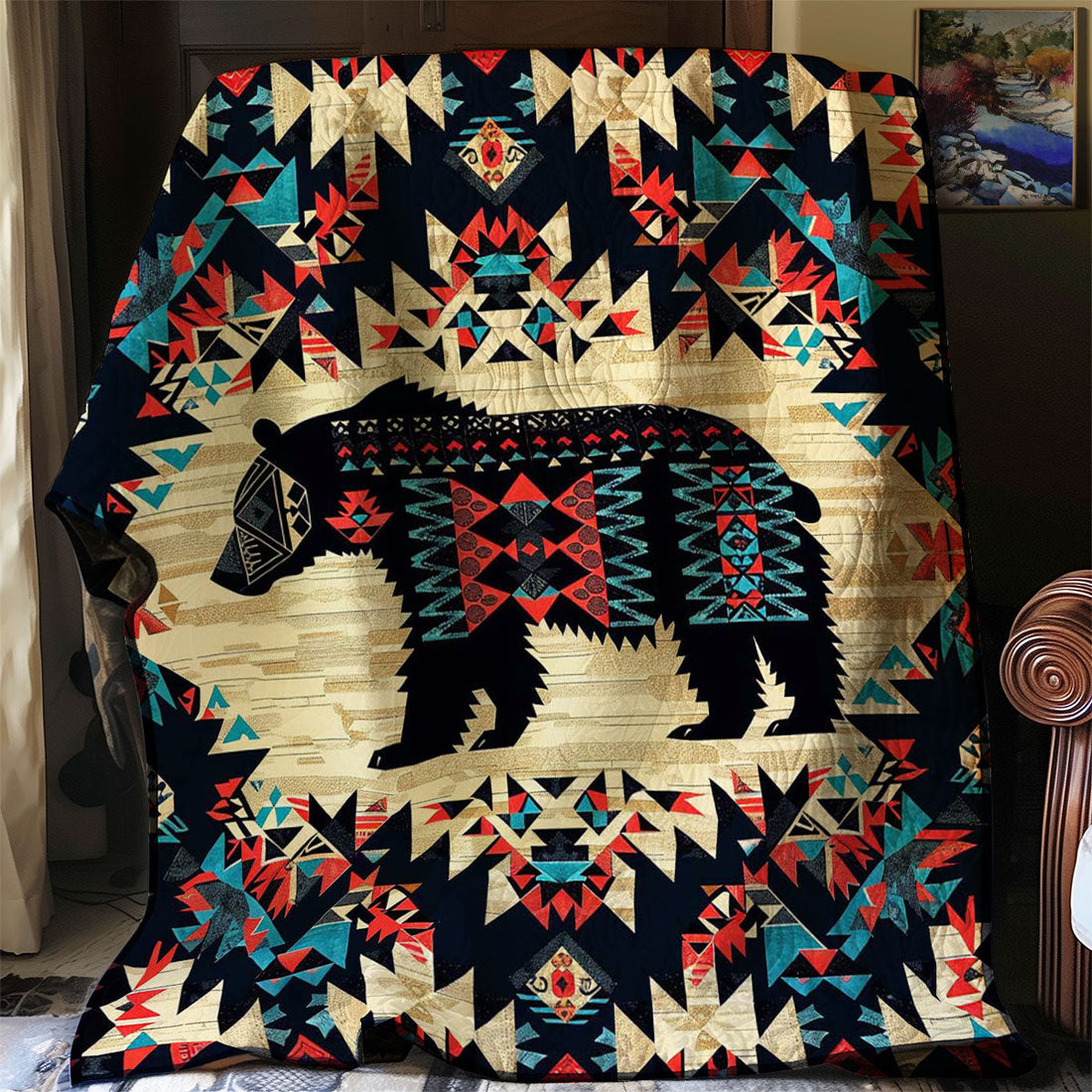 Bear Tranquil Forest Quilt Blanket