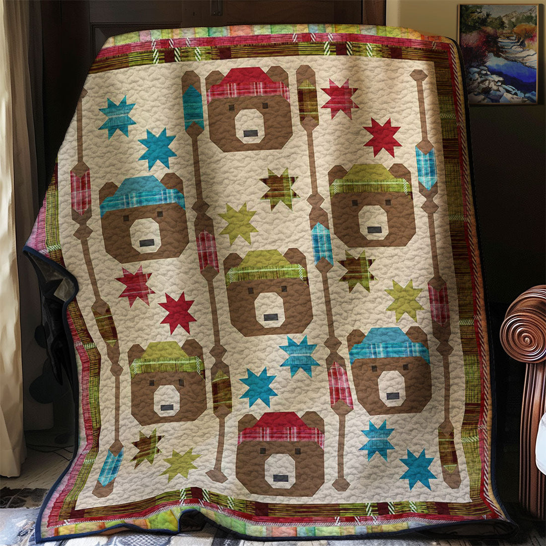Native Bear Quilt Blanket
