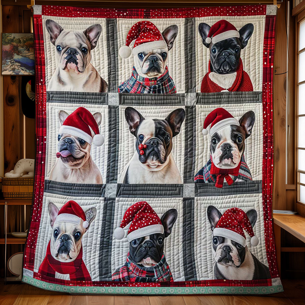 Christmas French Bulldog Festive Glow Quilt Blanket