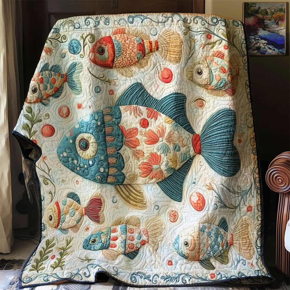 Fish Tale Bliss Quiet Moments Quilt Blanket