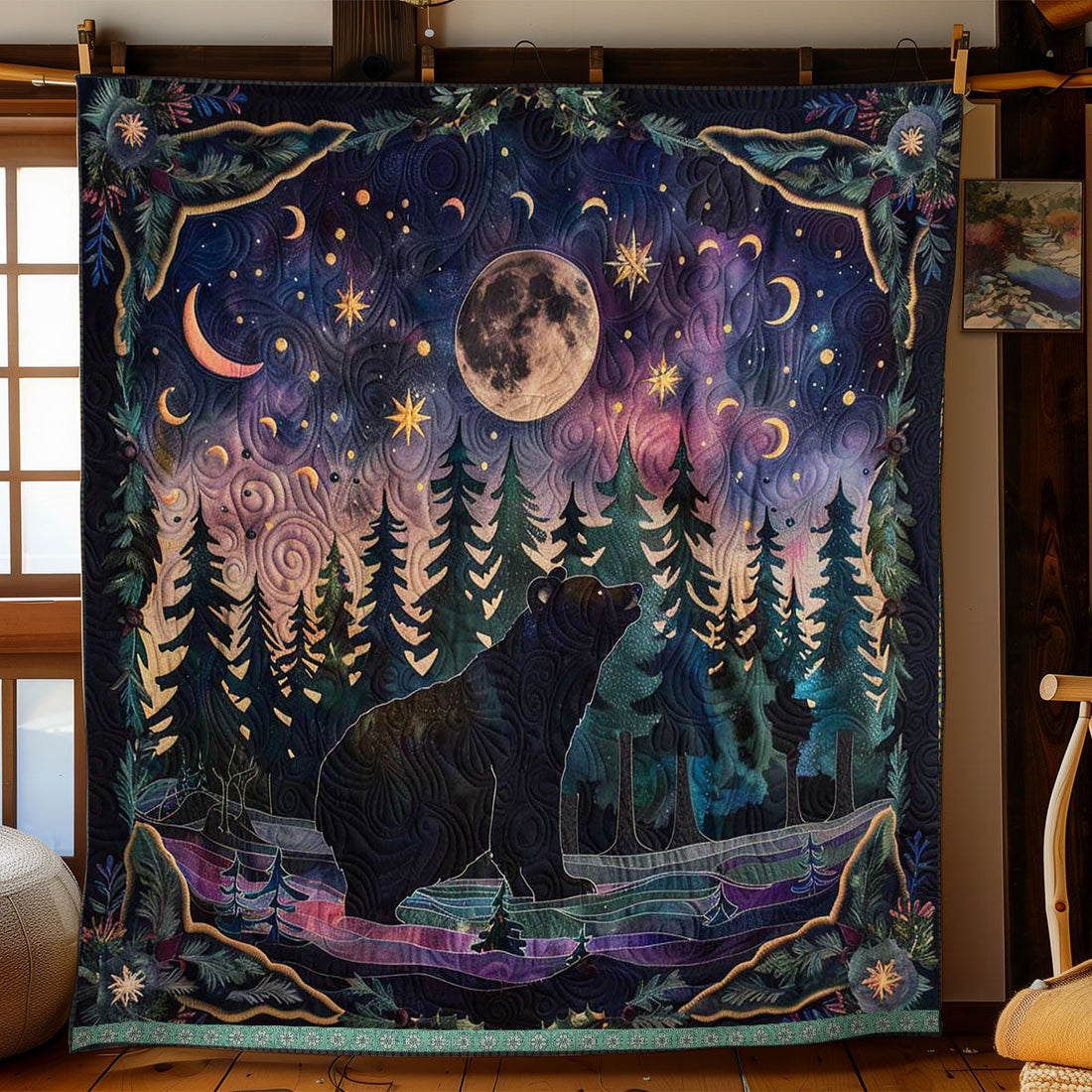 Majestic Bear Rustic Charm Quilt Blanket