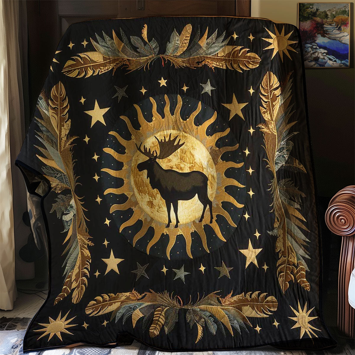 Moose Native American Timeless Comfort Quilt Blanket